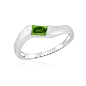 10K White Gold Baguette-shape Green Peridot Band