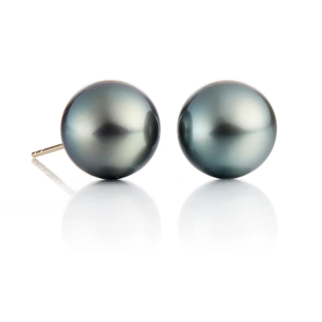 13mm Gray Tahitian Pearl Earrings