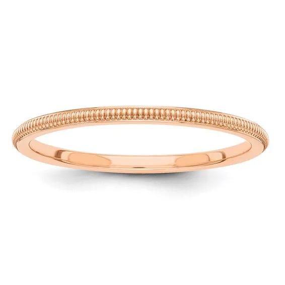 14K Gold 1.2mm Milgrain Stackable Band