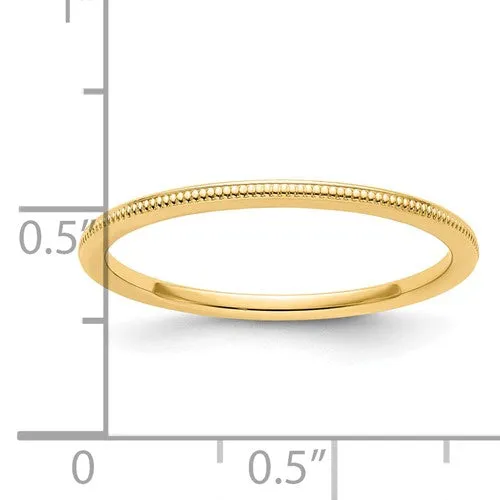 14K Gold 1.2mm Milgrain Stackable Band