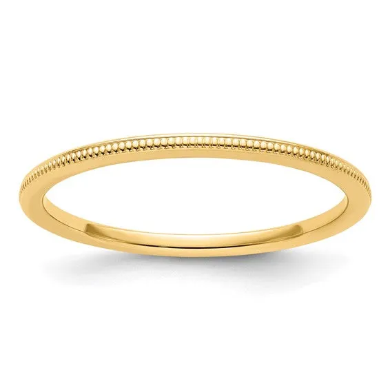 14K Gold 1.2mm Milgrain Stackable Band