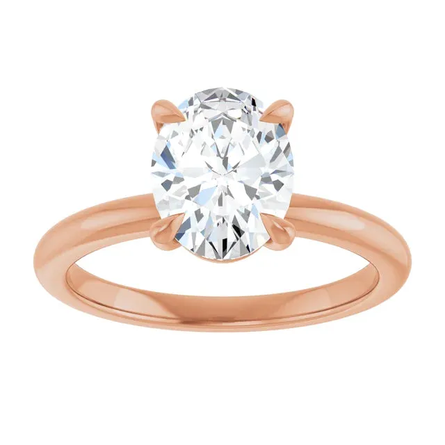 14K Gold 4 Claw Prongs Solitaire Engagement Ring with Oval Lab-Grown Diamond