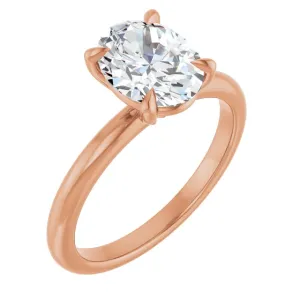 14K Gold 4 Claw Prongs Solitaire Engagement Ring with Oval Lab-Grown Diamond