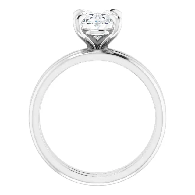 14K Gold 4 Claw Prongs Solitaire Engagement Ring with Oval Lab-Grown Diamond