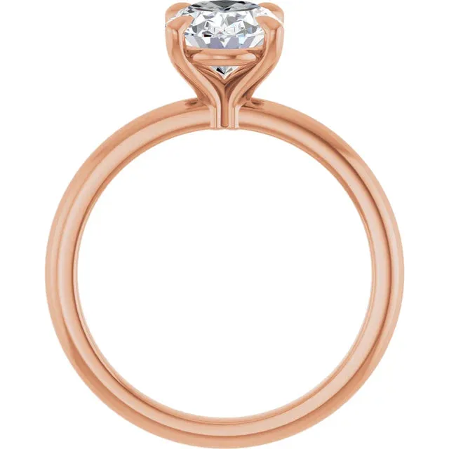 14K Gold 4 Claw Prongs Solitaire Engagement Ring with Oval Lab-Grown Diamond