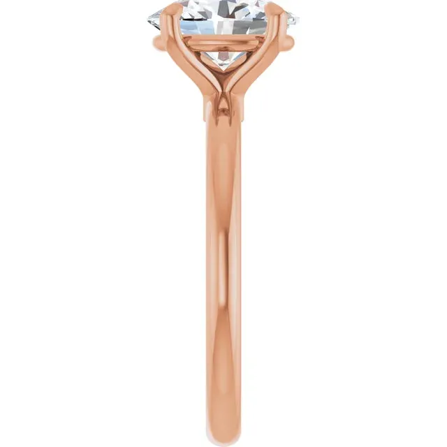 14K Gold 4 Claw Prongs Solitaire Engagement Ring with Oval Lab-Grown Diamond