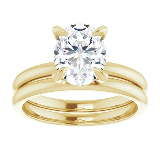 14K Gold 4 Claw Prongs Solitaire Engagement Ring with Oval Lab-Grown Diamond