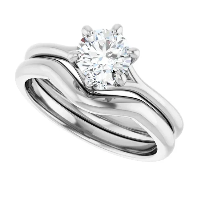 14K Gold Curved Form-Fitting 2.25 mm Wide Wedding Band For Round Solitaire Engagement Ring