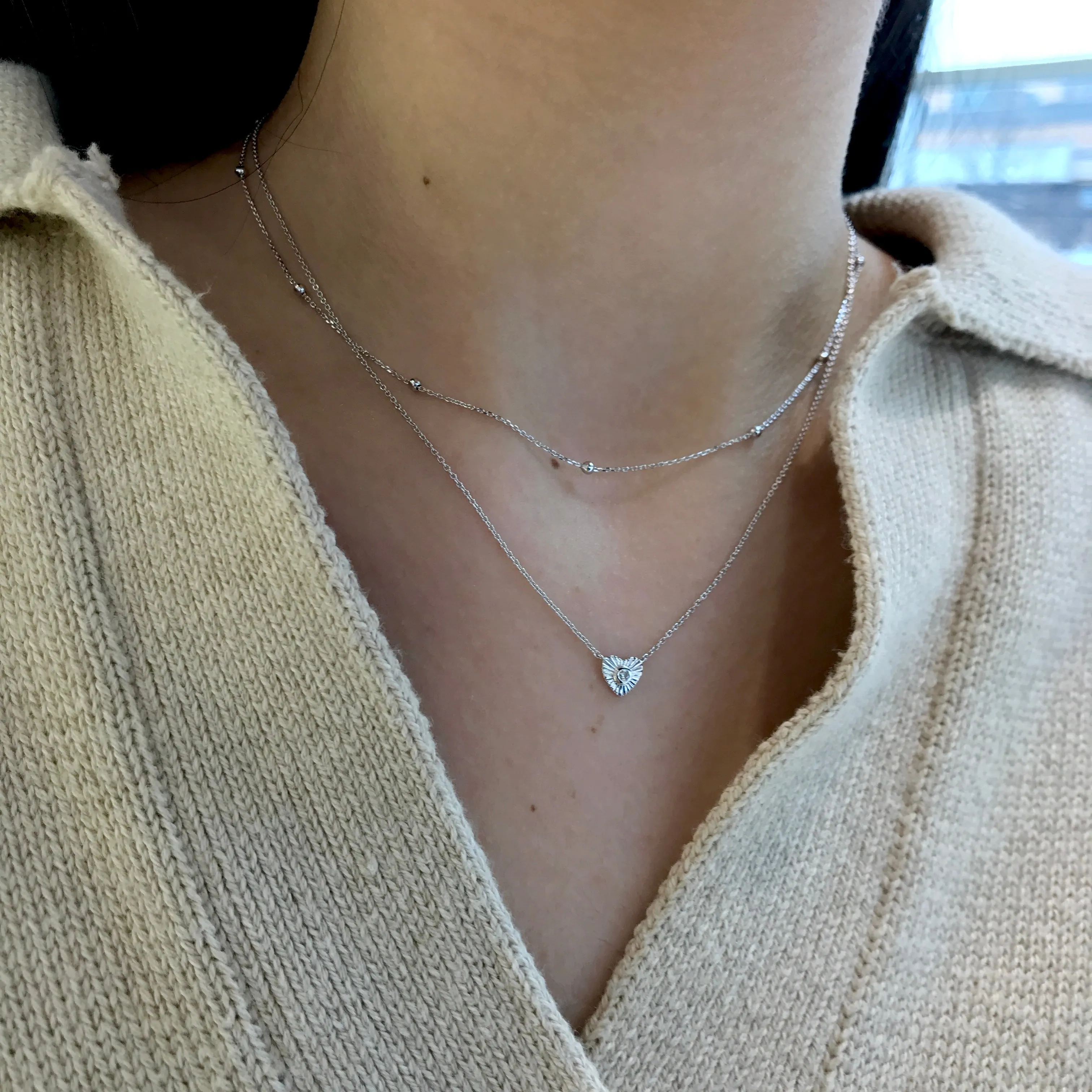 14k Gold Diamond Heart Necklace