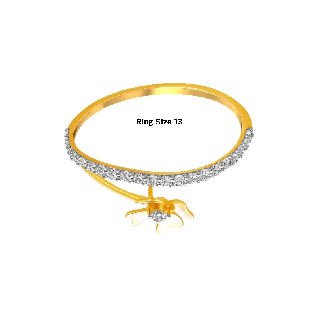 14K Gold Four-petal Diamond Floral Ring