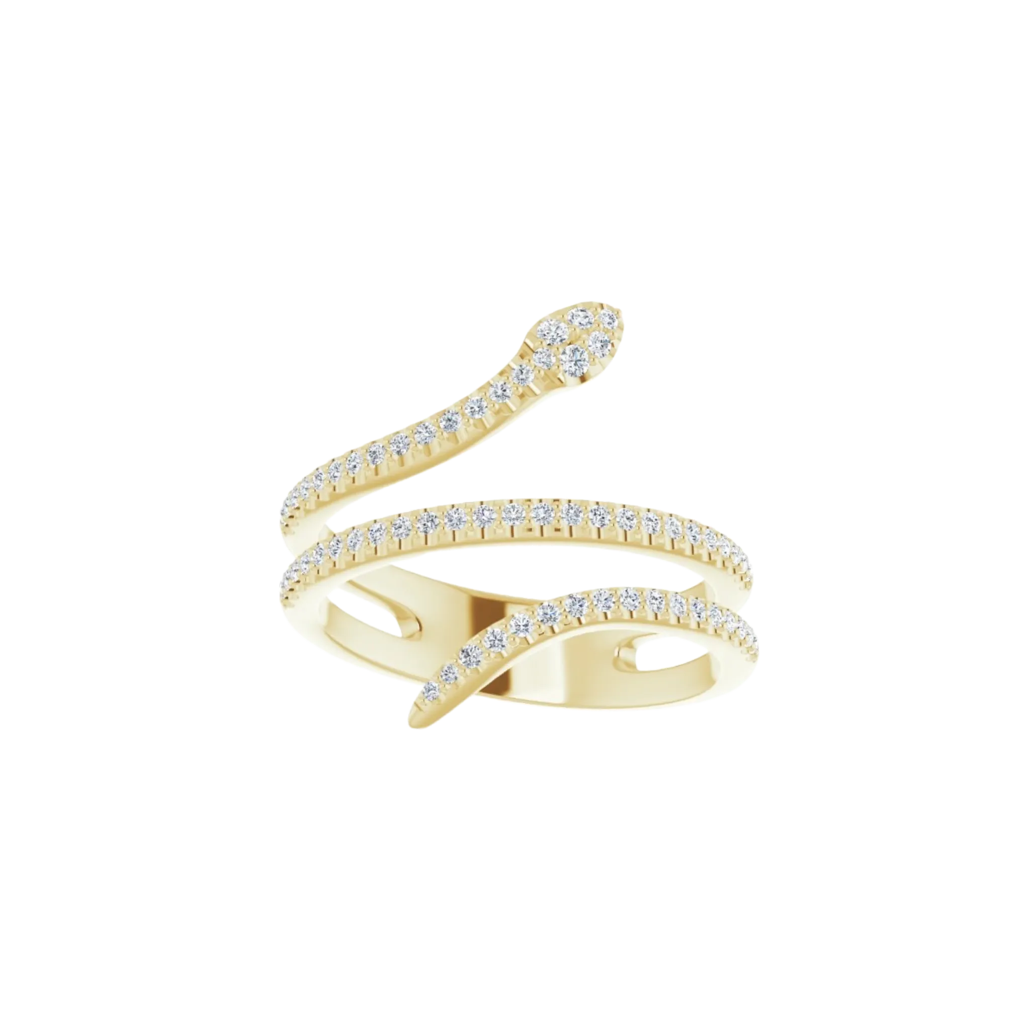 14K Solid Gold 1/3 CTW Diamond Snake Ring
