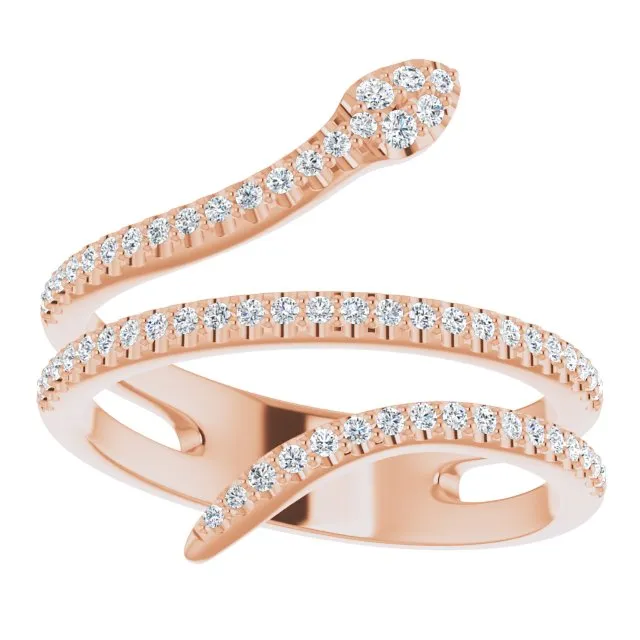 14K Solid Gold 1/3 CTW Diamond Snake Ring
