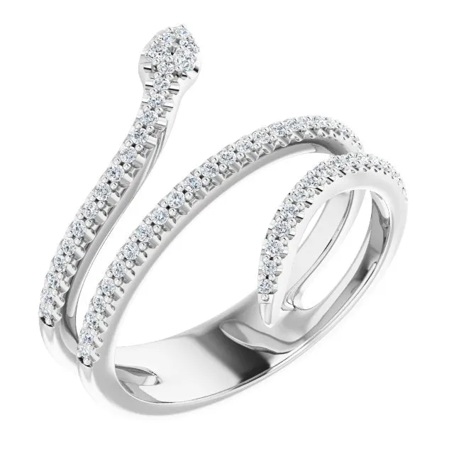 14K Solid Gold 1/3 CTW Diamond Snake Ring