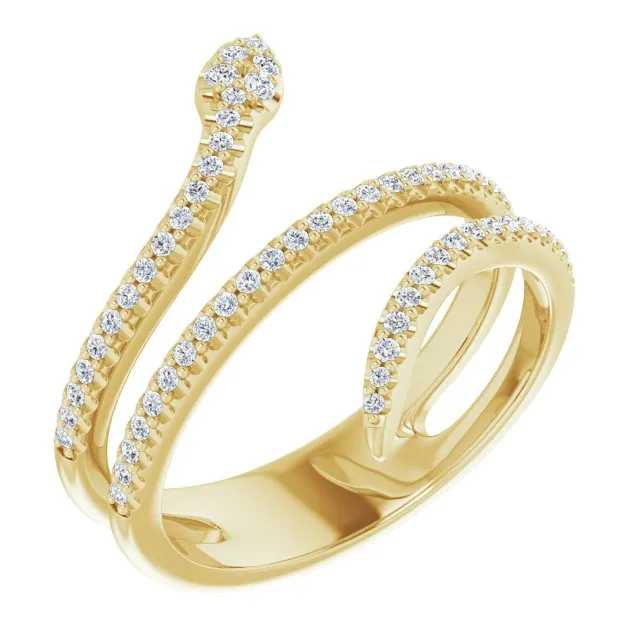 14K Solid Gold 1/3 CTW Diamond Snake Ring