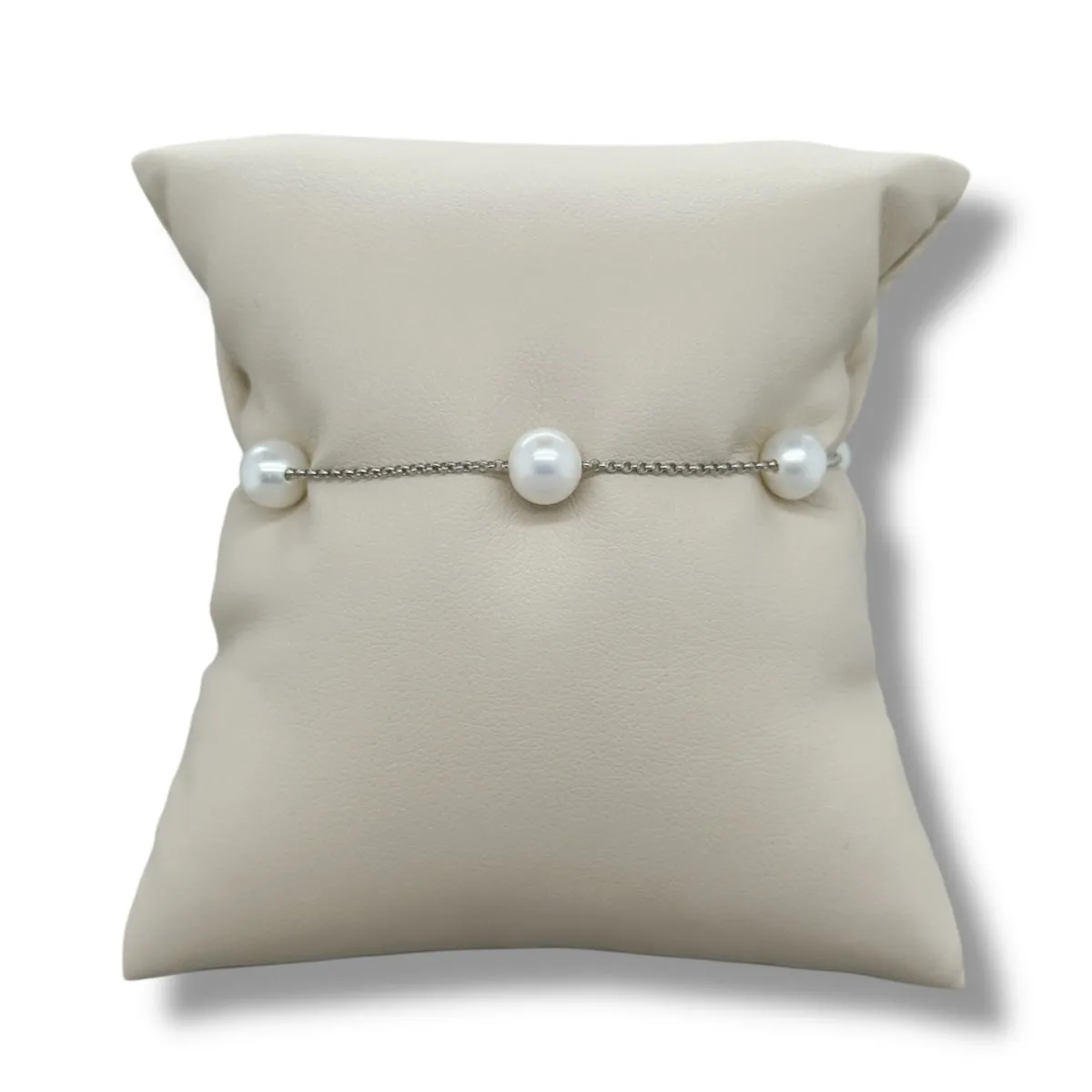 14K W Gold 6-7mm 7" FWP Tincup Bracelet