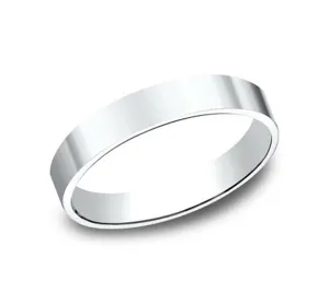 14K White Gold 3mm Flat Plain Straight Wedding Band