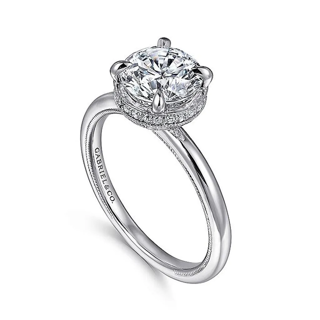 14K White Gold 'Catallina' Round Halo Diamond Engagement Ring