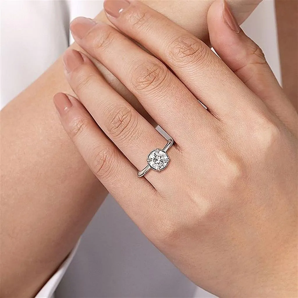 14K White Gold 'Catallina' Round Halo Diamond Engagement Ring