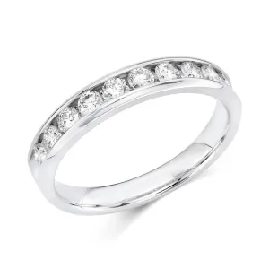 14K White Gold Channel Set Diamond Band