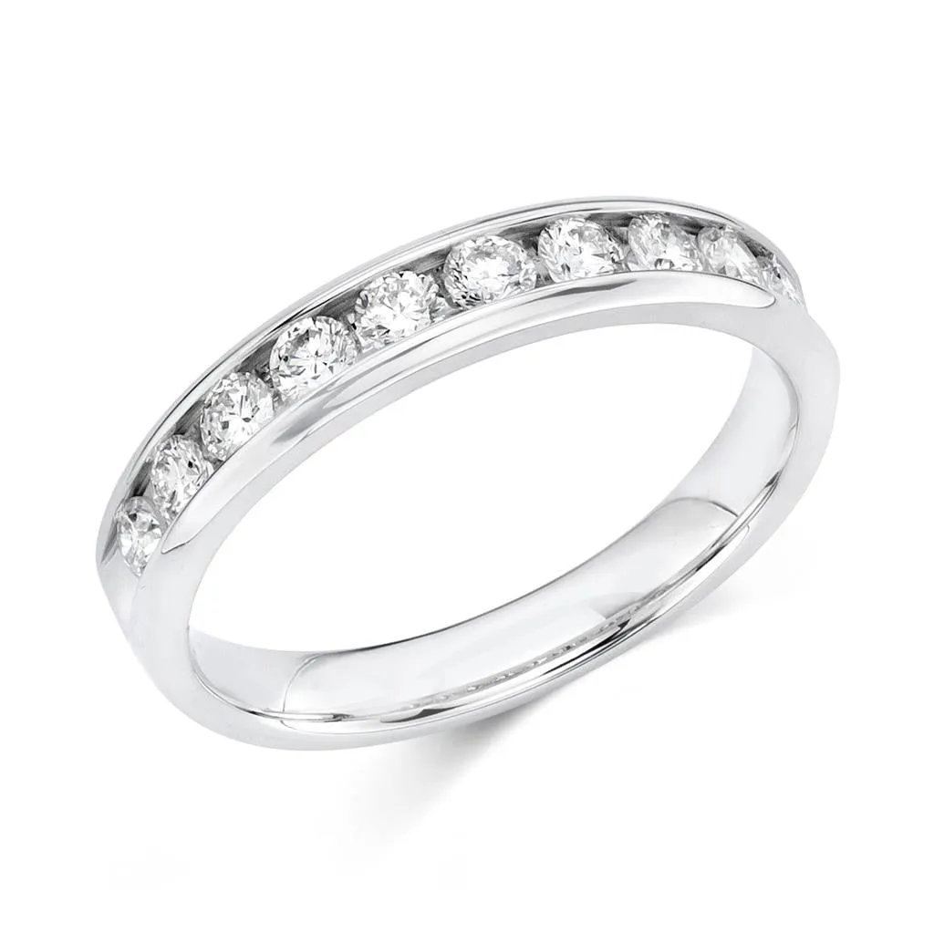 14K White Gold Channel Set Diamond Band