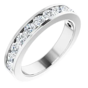 14K White Gold Channel Set Diamond Wedding Band