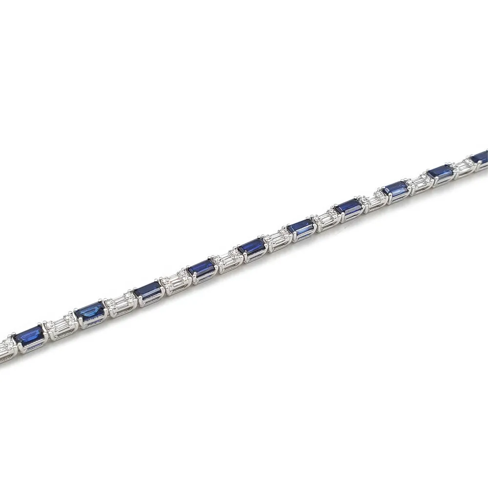 14K White Gold Diamond Sapphire Bracelet 1002488226