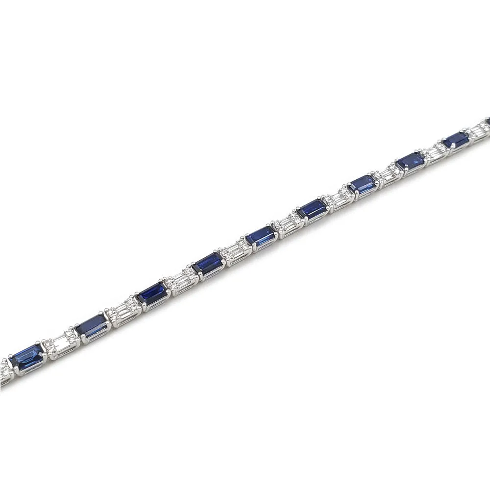 14K White Gold Diamond Sapphire Bracelet 1002488226