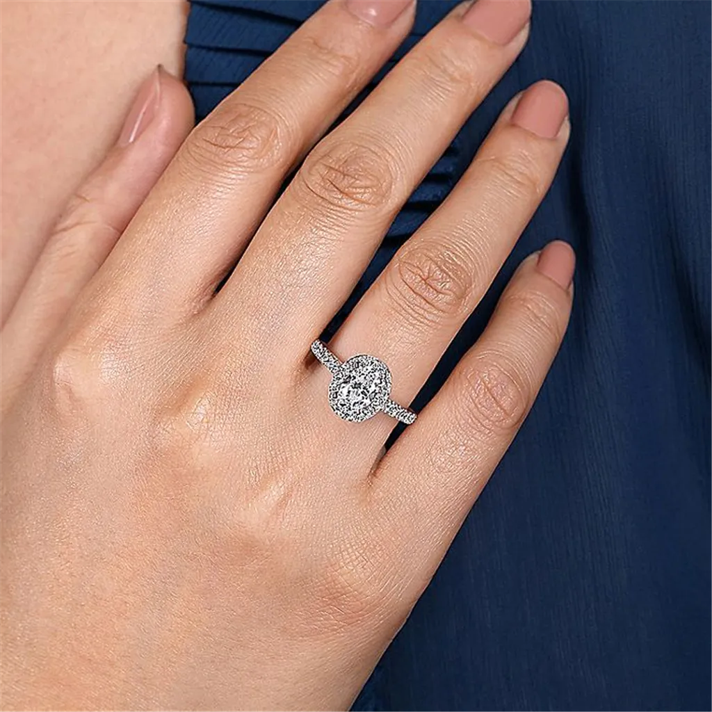 14K White Gold 'Lyla' Halo Oval Diamond Engagement Ring