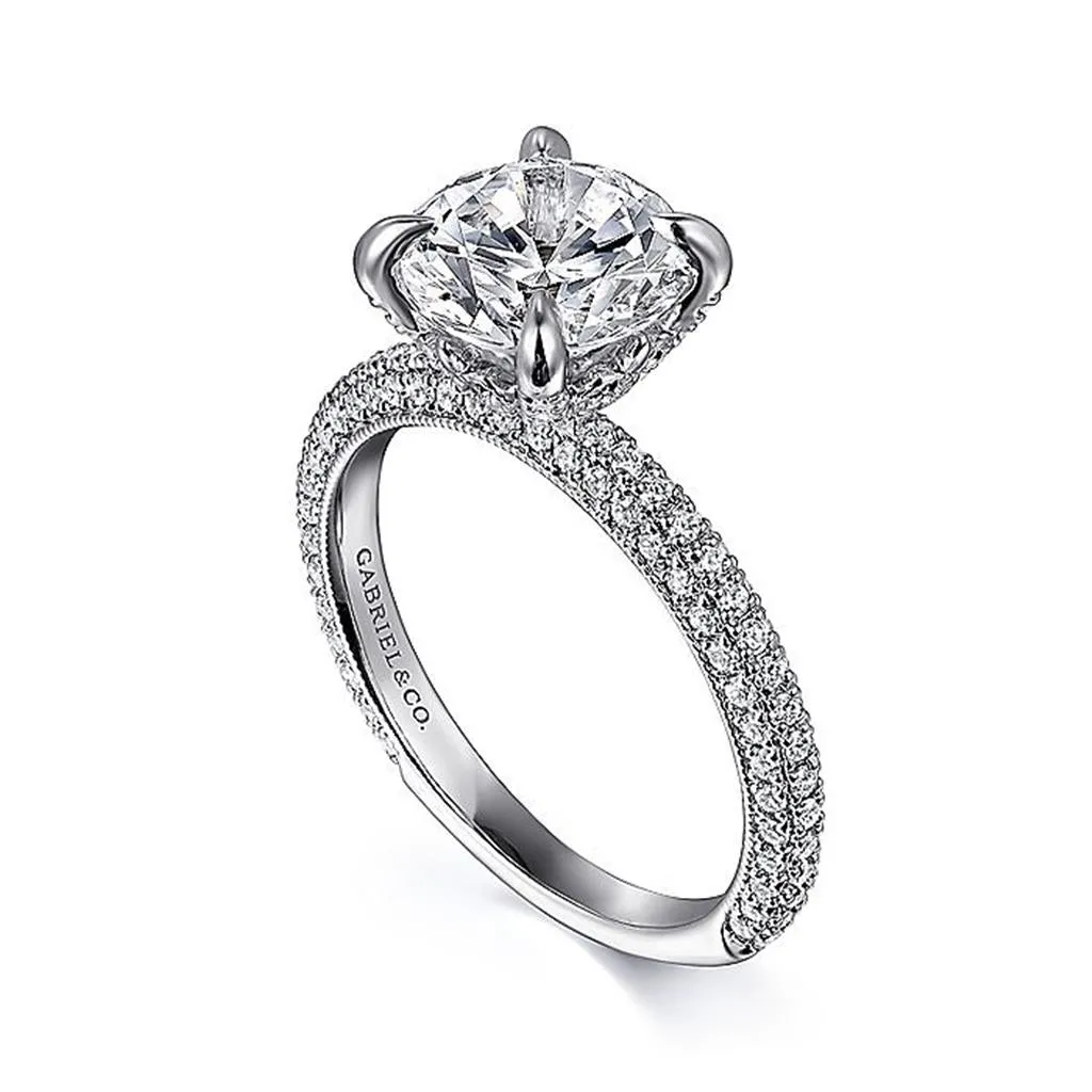 14K White Gold 'Xenia' Round Diamond Engagement Ring