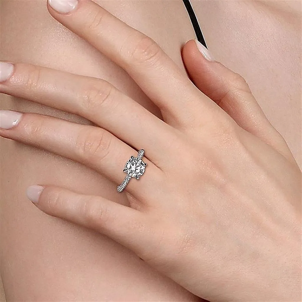 14K White Gold 'Xenia' Round Diamond Engagement Ring