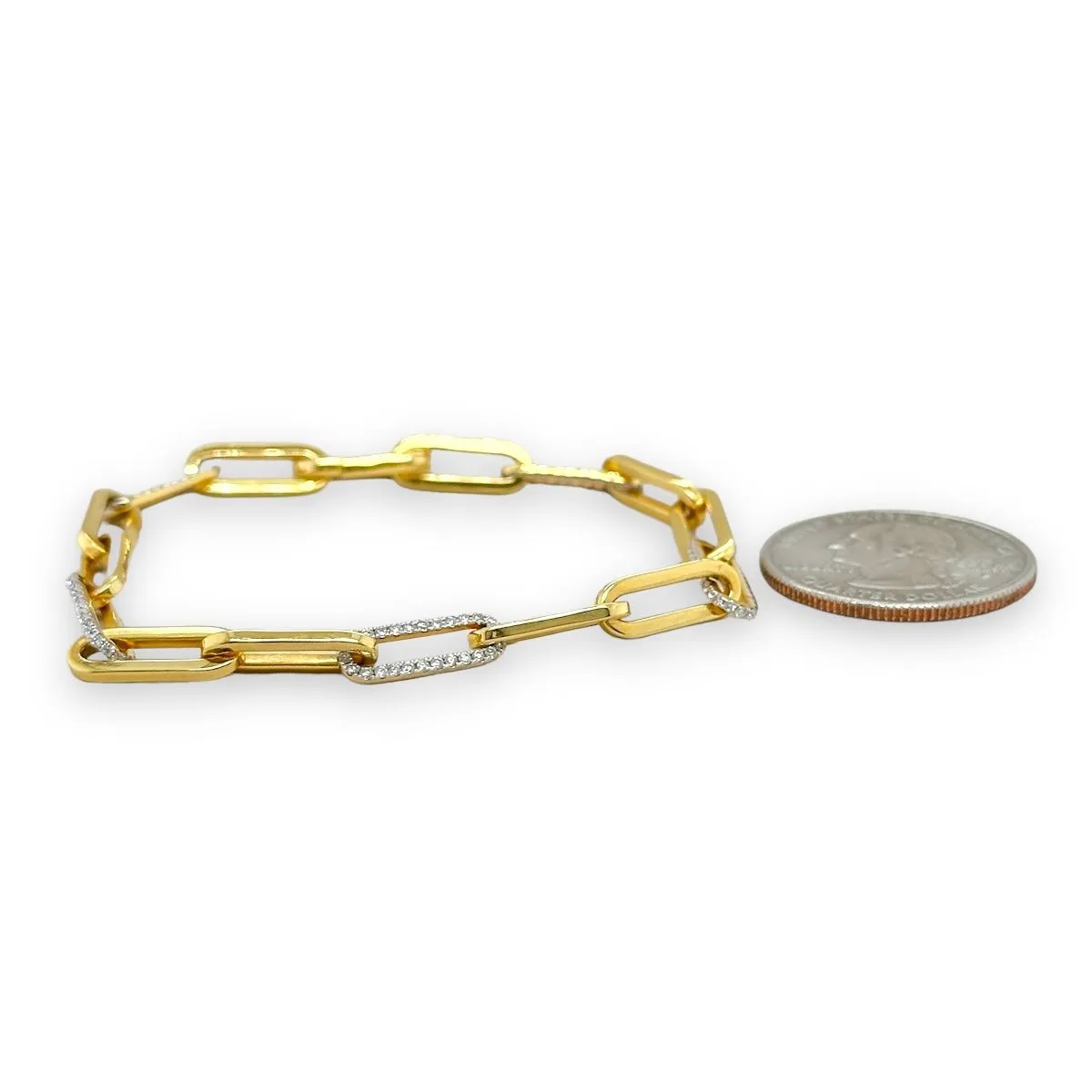 14K Y Gold 0.75ctw G/I1 Diamond Paperclip Bracelet