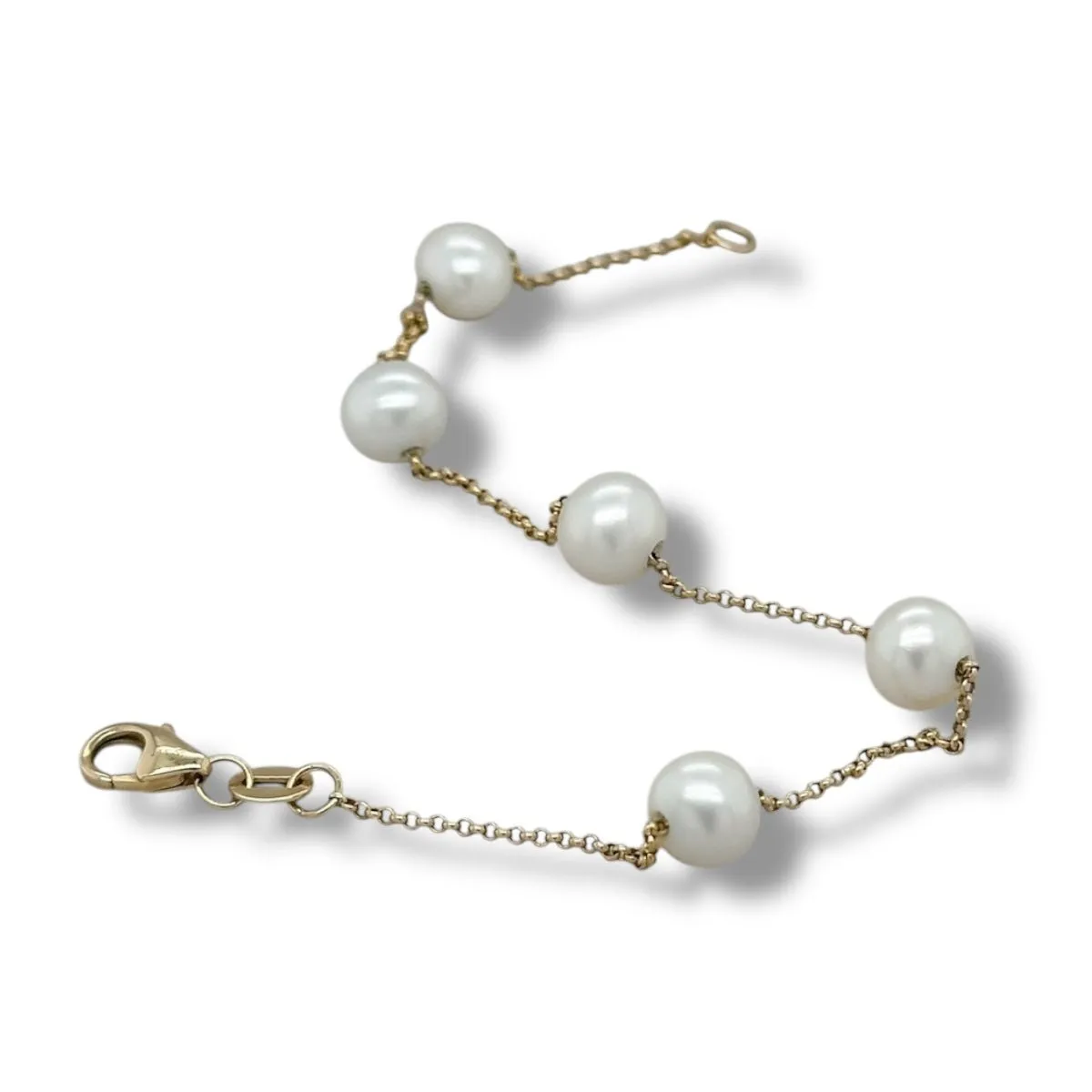 14K Y Gold 6-7mm 7" FWP Tincup Bracelet