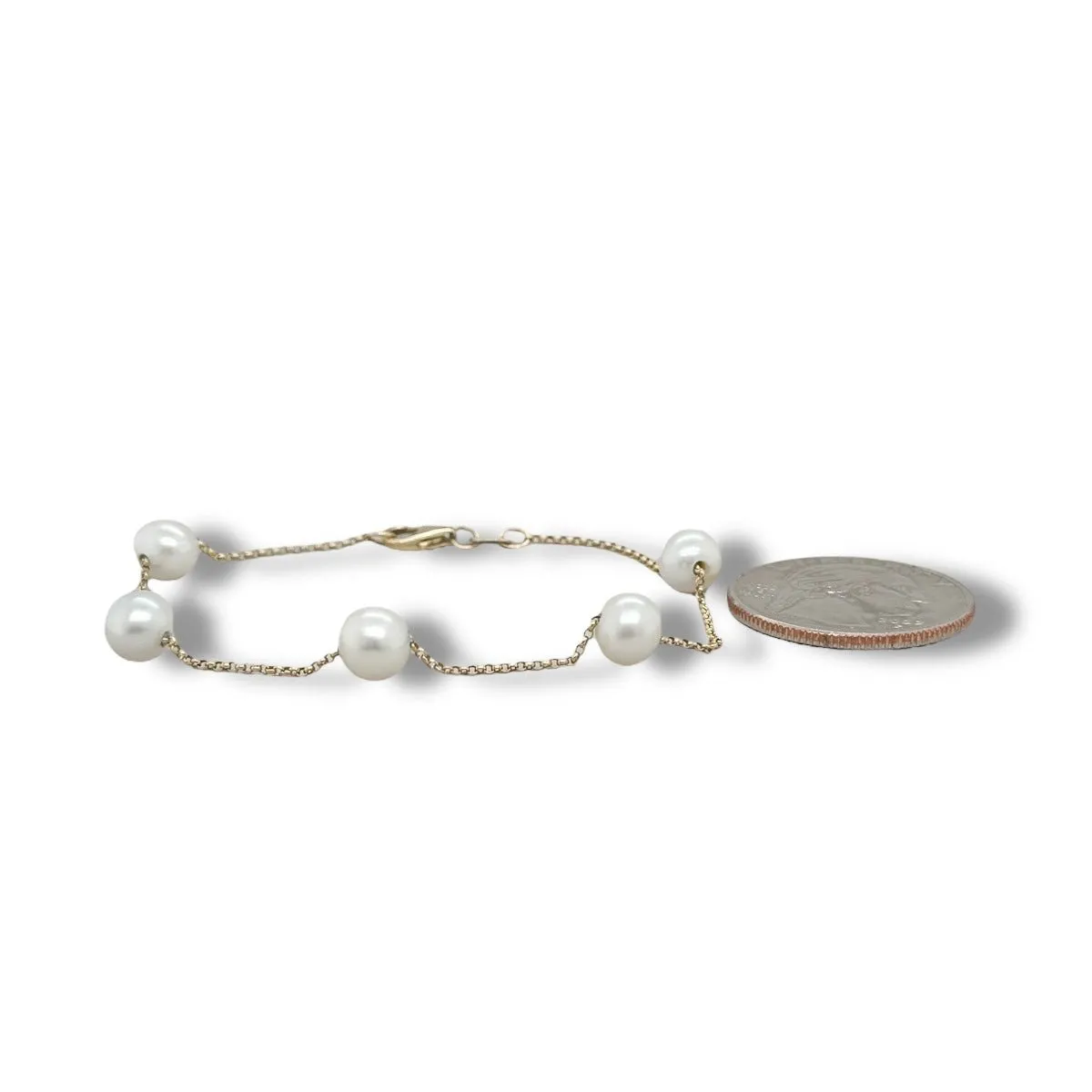 14K Y Gold 6-7mm 7" FWP Tincup Bracelet