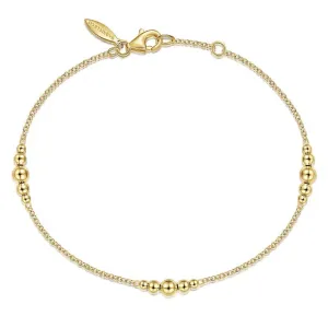 14K Y Gold 7" Graduating Bead Stations Bracelet