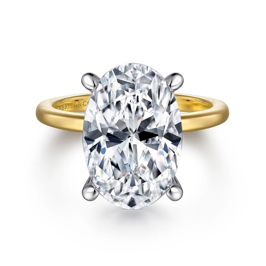 14K Yellow And White Gold 'Ali' Oval Center Solitaire Ring