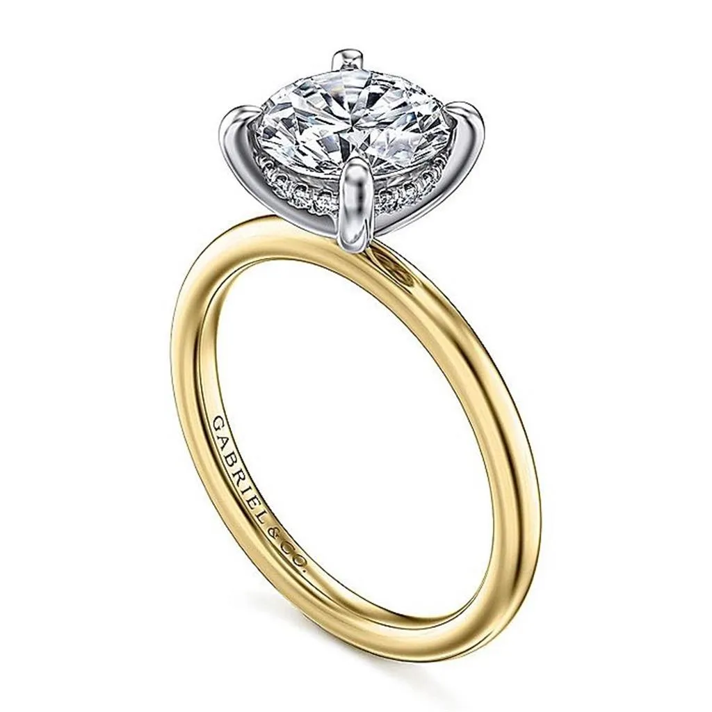 14K Yellow And White Gold 'Cari' Hidden Halo Round Diamond Engagement Ring