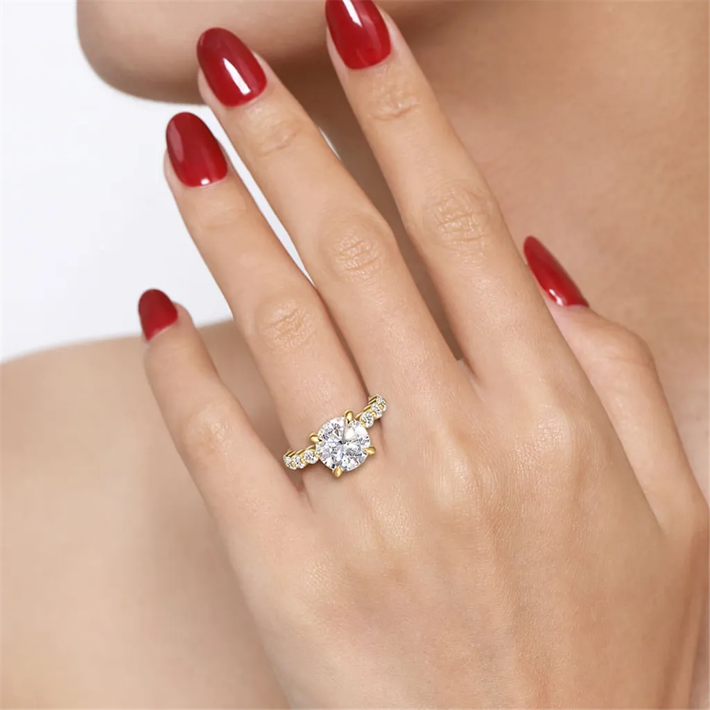14K Yellow Gold 'Silvey' Classic Round Natural Diamonds Natural Diamonds Engagement Ring