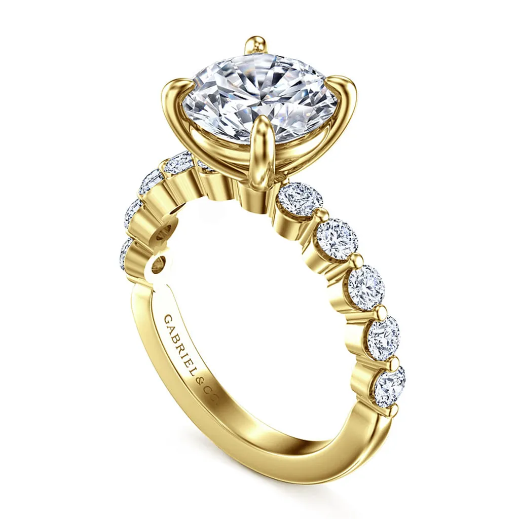 14K Yellow Gold 'Silvey' Classic Round Natural Diamonds Natural Diamonds Engagement Ring