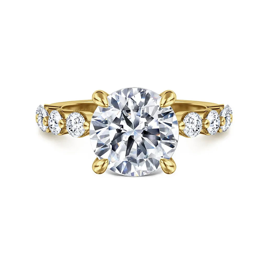 14K Yellow Gold 'Silvey' Classic Round Natural Diamonds Natural Diamonds Engagement Ring