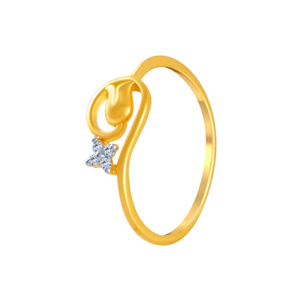 14KT (585) Yellow Gold And American Diamond Ring For Women