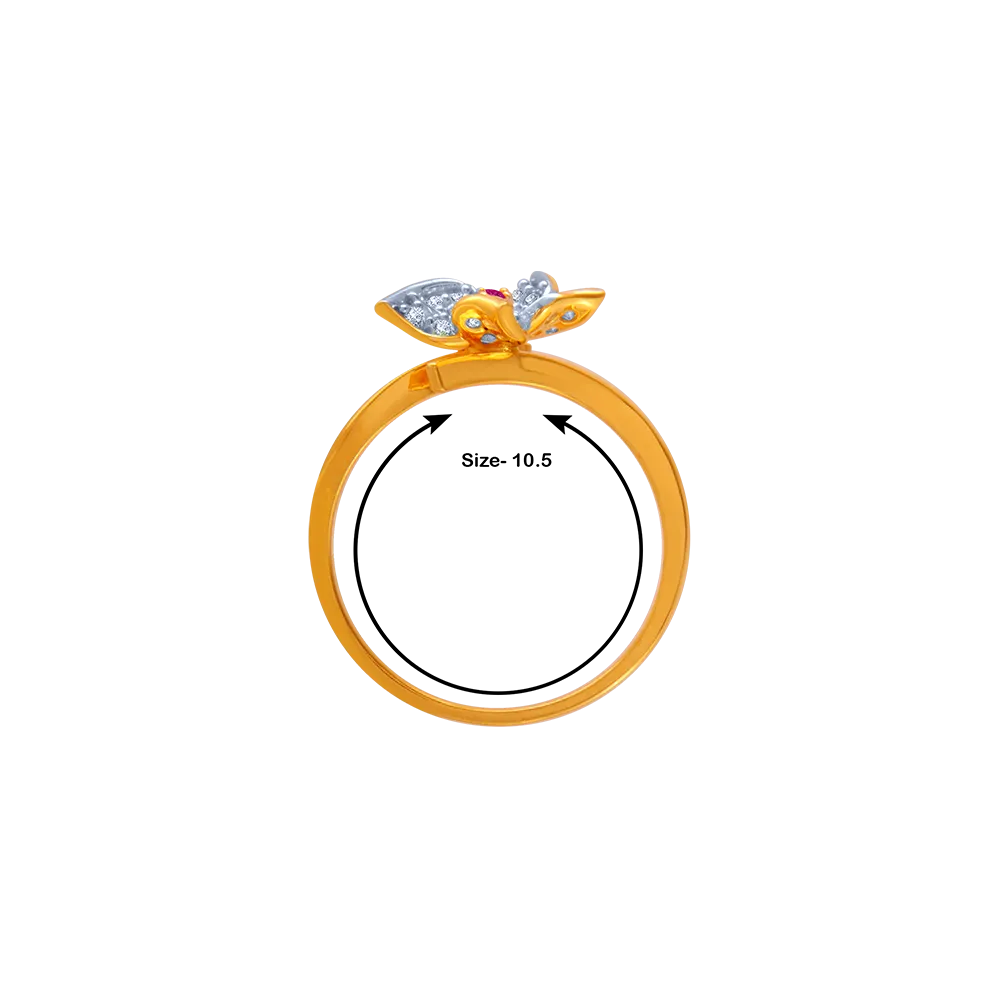 14KT (585) Yellow Gold And American Diamond Ring For Women