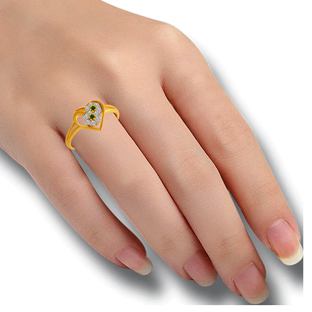 14KT (585) Yellow Gold And American Diamond Ring For Women