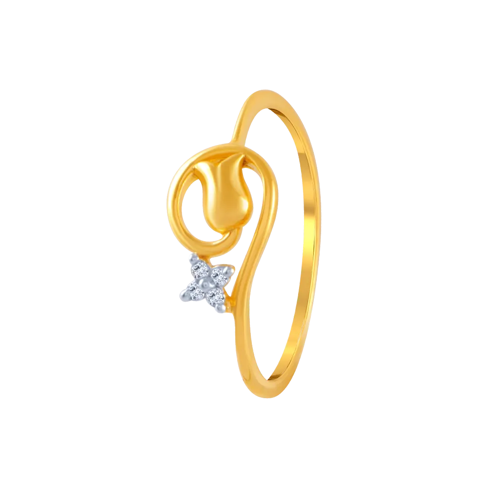 14KT (585) Yellow Gold And American Diamond Ring For Women