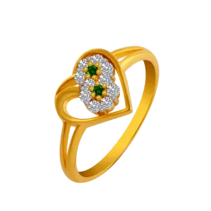 14KT (585) Yellow Gold And American Diamond Ring For Women