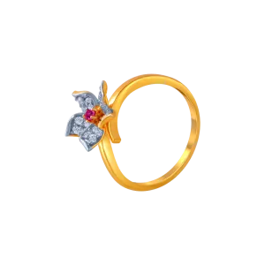14KT (585) Yellow Gold And American Diamond Ring For Women