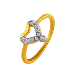 14KT (585) Yellow Gold And American Diamond Ring For Women