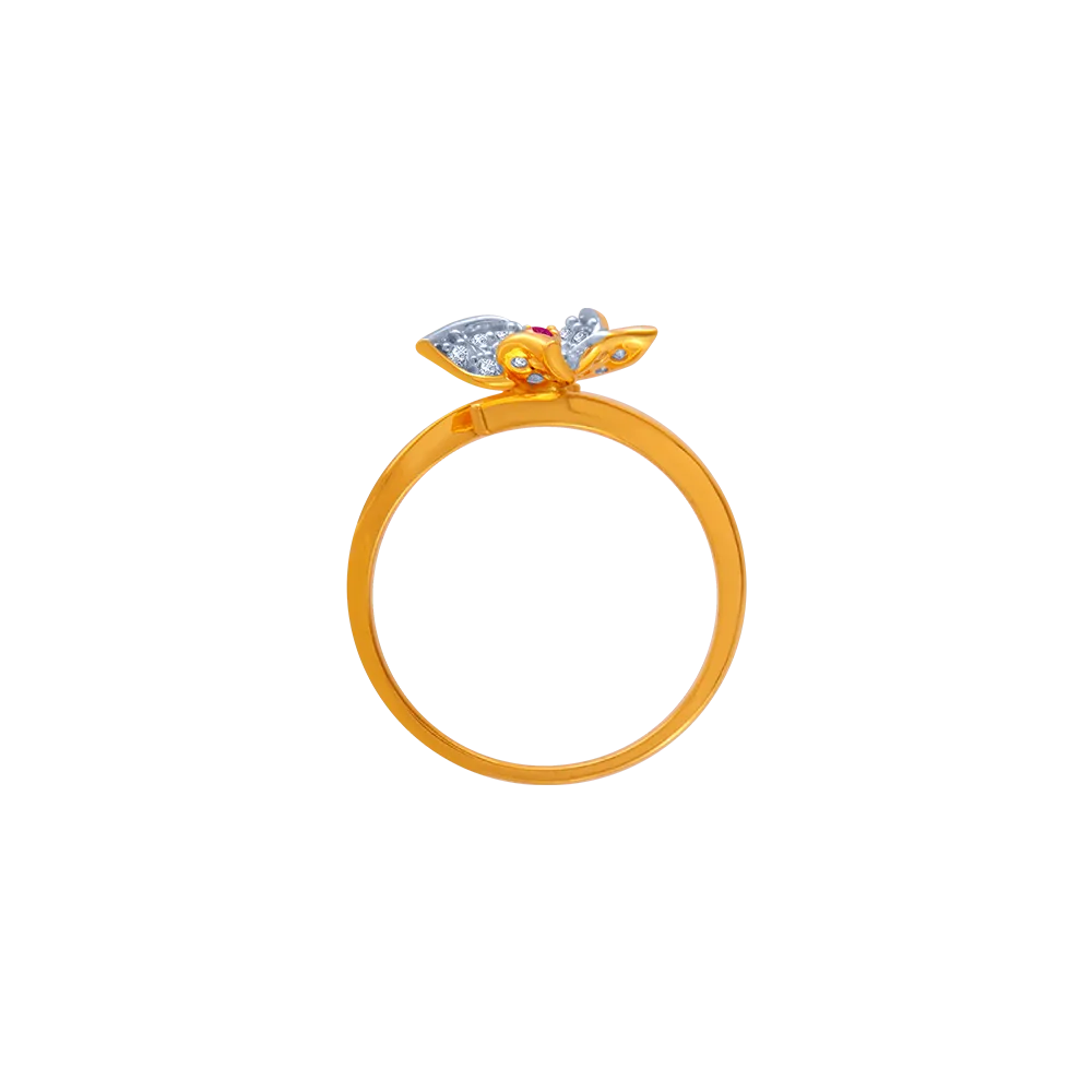 14KT (585) Yellow Gold And American Diamond Ring For Women