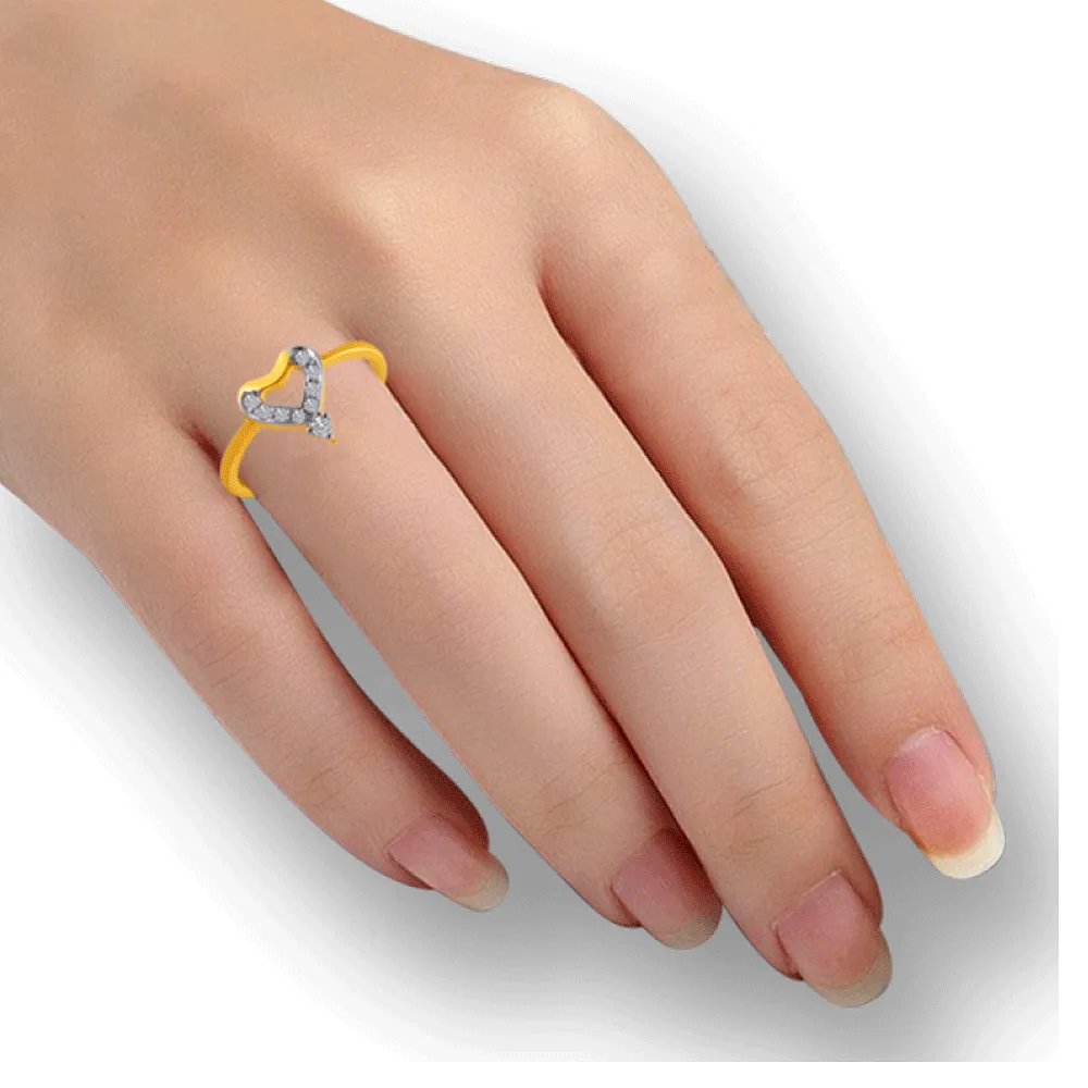 14KT (585) Yellow Gold And American Diamond Ring For Women