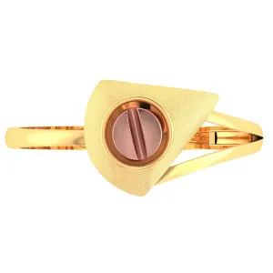 14KT (585) Yellow Gold Angular Frame Ring With Circular Element For Women & Girls (Size 12)