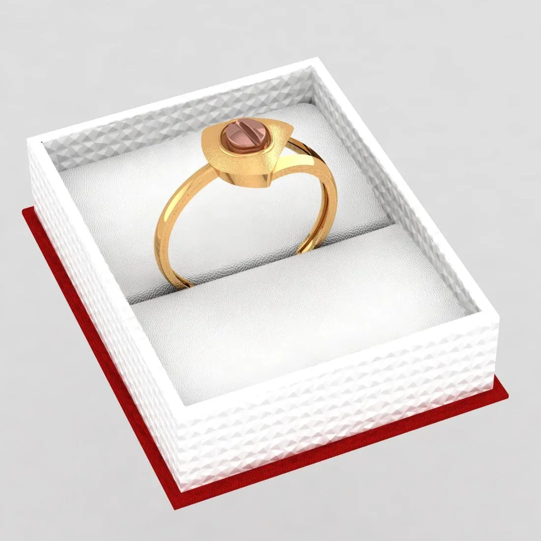 14KT (585) Yellow Gold Angular Frame Ring With Circular Element For Women & Girls (Size 12)